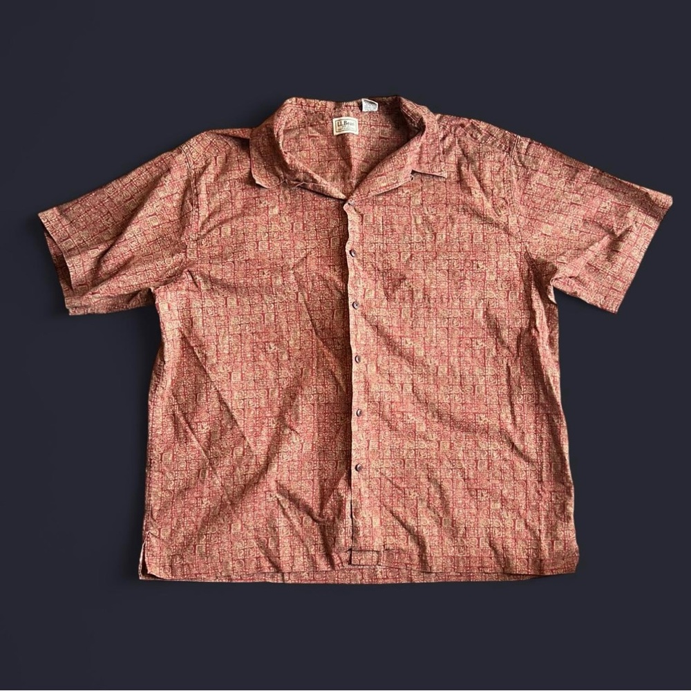 Men’s L.L. Bean Cotton Geometric Button Down Size XL